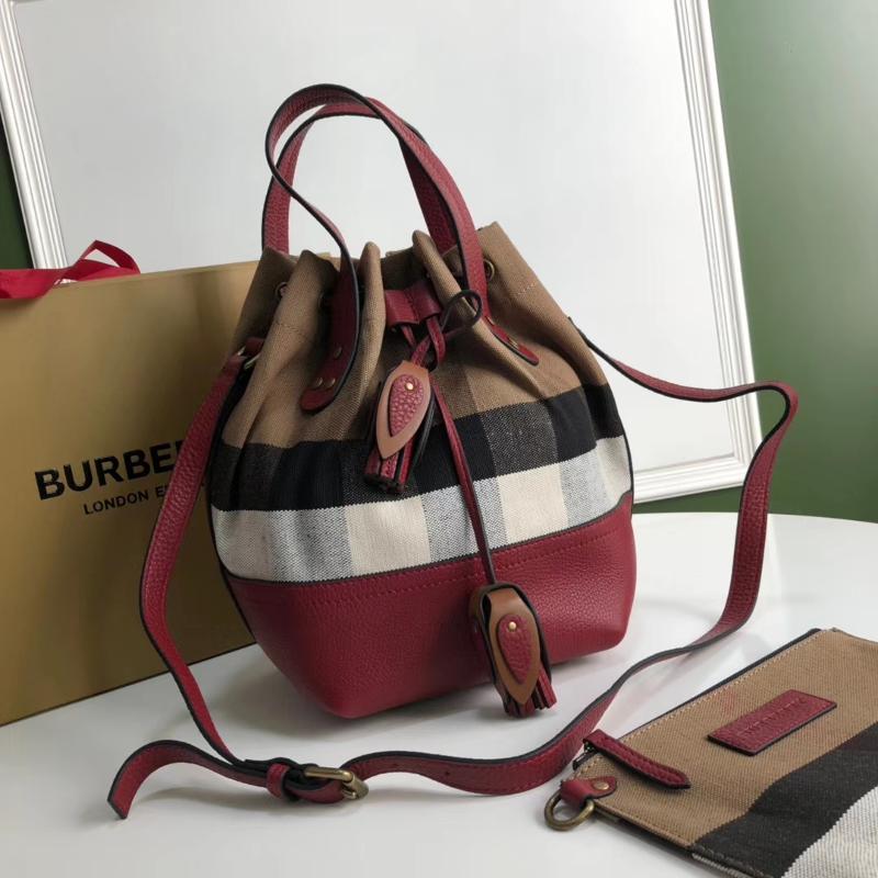 Burberry Handbags 40533231 cotton and linen fabric paired with cowhide wine red
